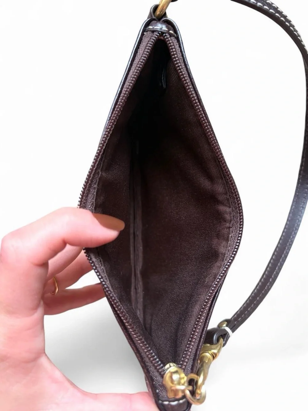 Coach Metallic Patchwork Wristlet - Gold